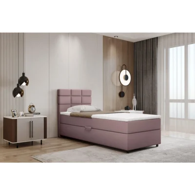 Panda Möbel Boxspringbett REVE in Rosa, Liegefläche 90x200 cm – Taschenfederkern
